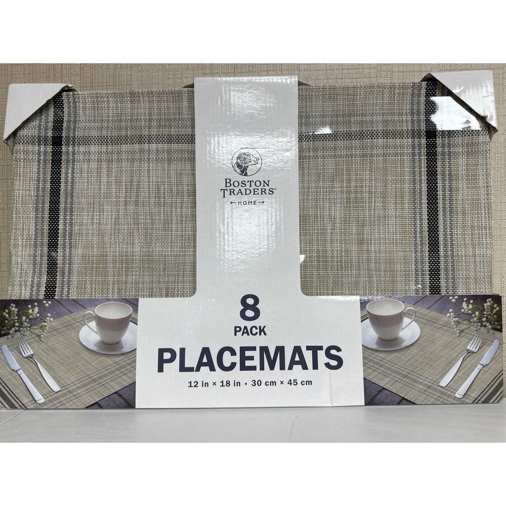 Boston Traders Home Indoor Outdoor Dining 8-Pack Placemats, 18"x12"